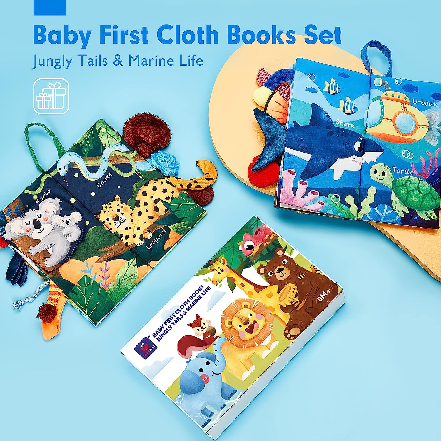 hahaland Baby Books 0-6 Months 2PCS Baby Toys 6 to 12 Infant Touch Feel First Cloth Crinkle Soft Books 0-3-6-12-18 Months Baby Boy Girl Shower Gifts Set for Newborn Baby Sensory Learning Stroller Toys - Image 2
